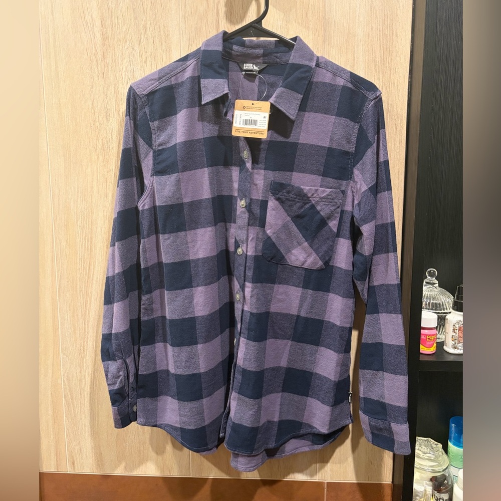 Eddie Bauer Women’s Gray and Lavender Plaid Shirt
